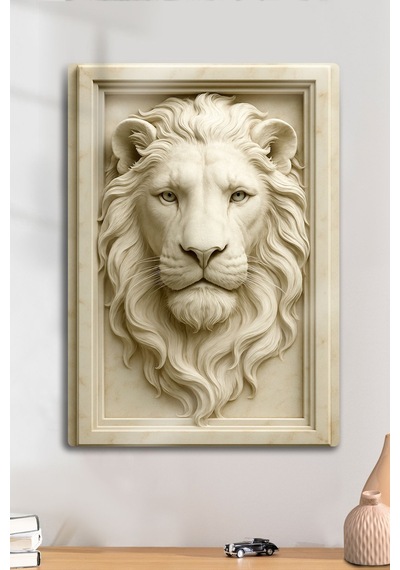 3d Metal Baskı - Aslan Figürlü Dekoratif Tablo, Sanat, Ev Dekorasyon
