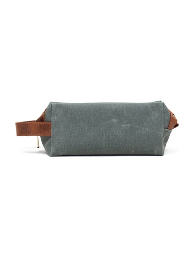 Gillario Design 06 Unisex Kanvas Kumaş+deri Haki Yeşil-taba Eskitme Dopp Kit