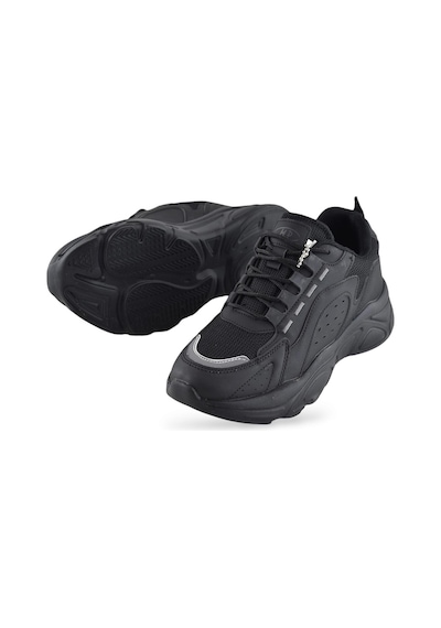 Papatay Mp 2076 Rahat Ortopedik Taban Günlük Unisex Spor Ayakkabı Kalın Taban Siyah