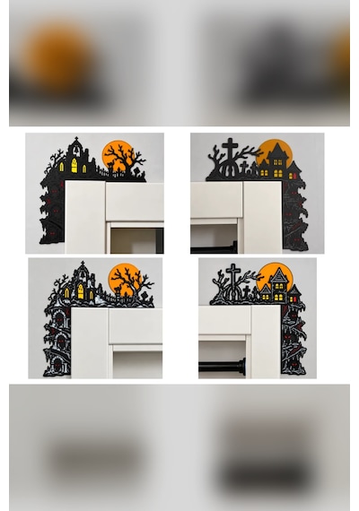 Zeroxo Halloween Temalı Dolap Üstü Dekoru 4'lü Set Korku Evi Figürü 21x21 Cm