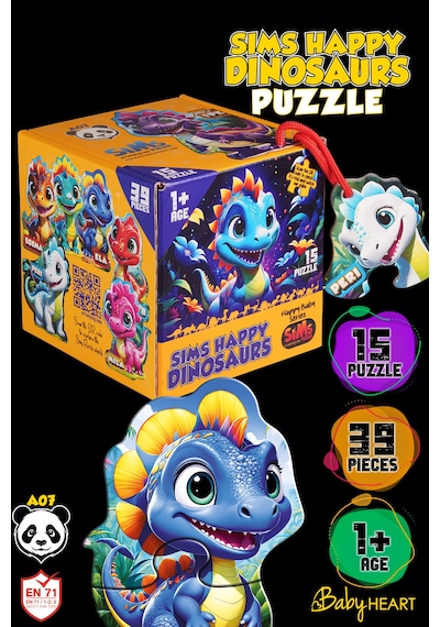 Sims Puzzle Bebekler İçin İlk Puzzle Yapboz Baby Dinozor - 1 Yaş Üstü Montessori Eğitici Oyuncak Dinozorlar
