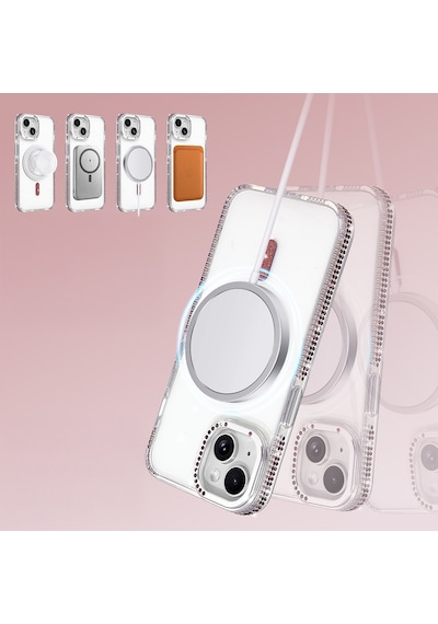 Maks Technology iPhone Uyumlu 14 Kılıf M-safe Şarj Özellikli Mkst Tera Silikon Kapak - Mürdüm