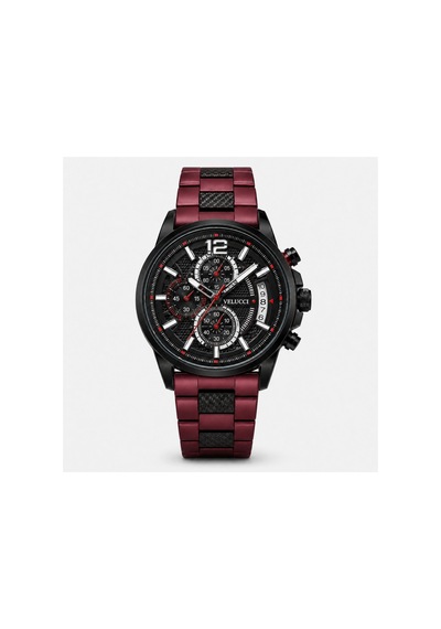 Velucci Maraz Silikon Kordon Erkek Kol Saati Bordo Siyah Kadran Sport Analog Takvimli