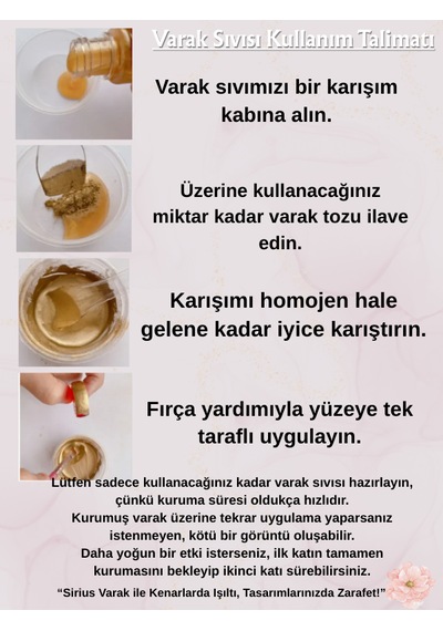 Epoksi Tasarımları İçin Kenar Varak Sıvısı Silver Renk 30ml + 10 Gr Toz Varak