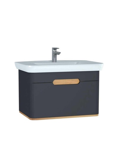 60819 VitrA Sento Tek Çekmeceli Lavabo Dolabı, Ayaksız, 80 Cm, Mat Antrasit Diğer
