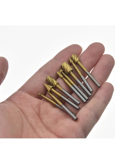 10 Parça Hss Titanyum Ahşap İçin Freze Uç Seti Mini Gravür Makina