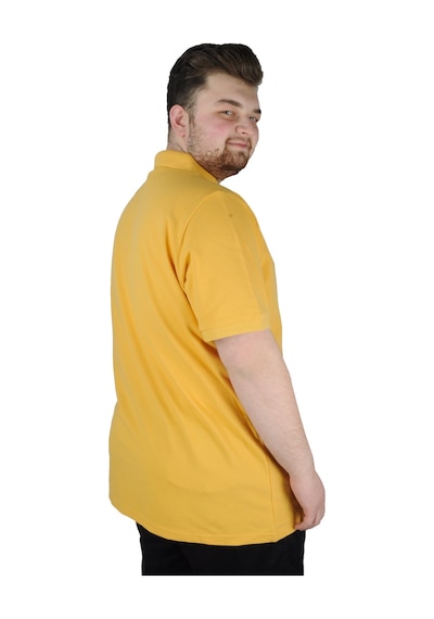 Mode Xl Battal Beden Erkek Tshirt Polo Yaka Nakışlı Klasik Pike 20553 Hardal Hardal