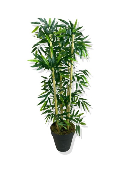 Cihan Çiçekçilik Yapay Yapraklı Bambu Ağacı 5 Bambu'lu 110 Cm Beyaz- Yeşil