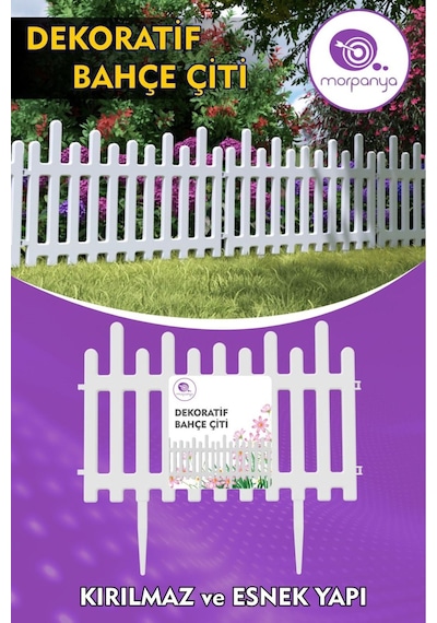 Flower Plastik Bahçe Çiti Bordür Bahçe Koruma Dekorasyonu Kırılmaz Bahçe Çiti 55 Cm Tek Beyaz