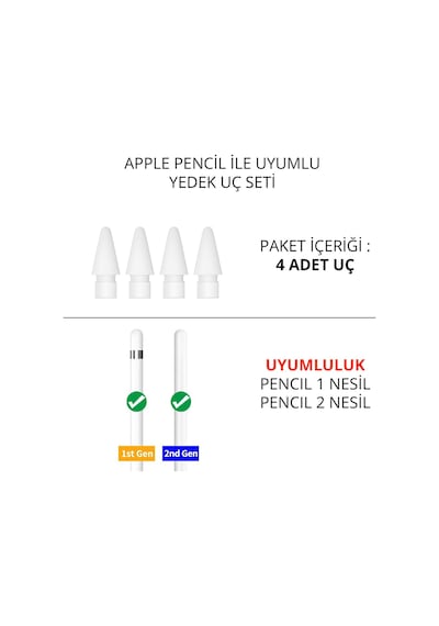 Novstrap Pencil 1-2 Nesil Uyumlu Yedek Uç 4 Adet Yedek Pencil Ucu Pencil Tips