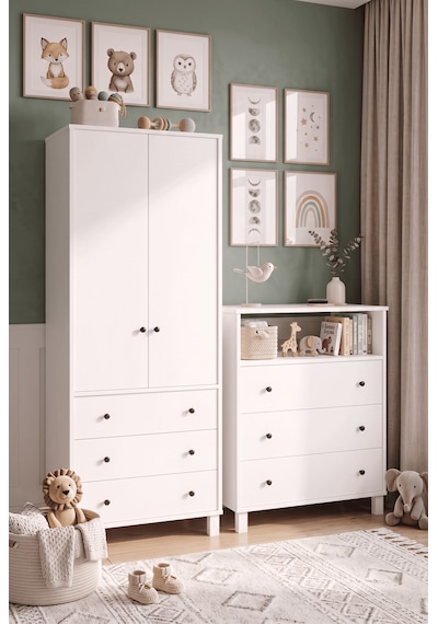Robin Home Lena Bebek Çocuk Odası Takımı Yüksek Şifonyer 3 Çekmece Raflı + Gardrop Gardırop Elbise Dolabı Beyaz Robin Home Lena Bebek Çocuk Odası Takımı Yüksek Şifonyer 3 Çekmece Raflı + Gardrop Gardırop Elbise Dolabı Beyaz