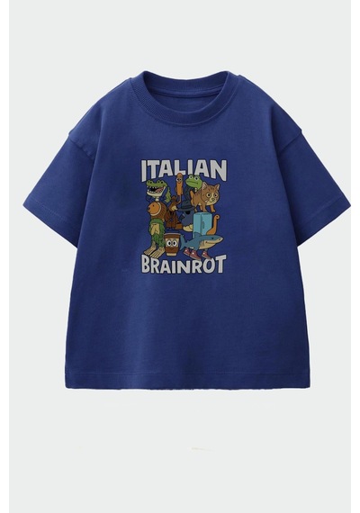 Monila Erkek Çocuk Pamuklu Bisiklet Yaka Baskılı T-shirt Lacivert