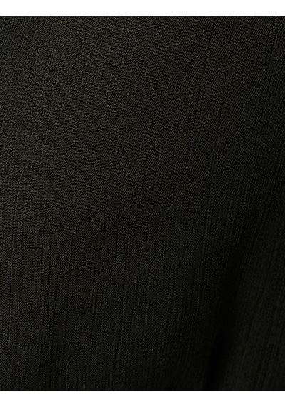 Koton Şifon Crop Bluz Balon Kollu V Yaka Fırfırlı Düğmeli Siyah 4wak60438uw