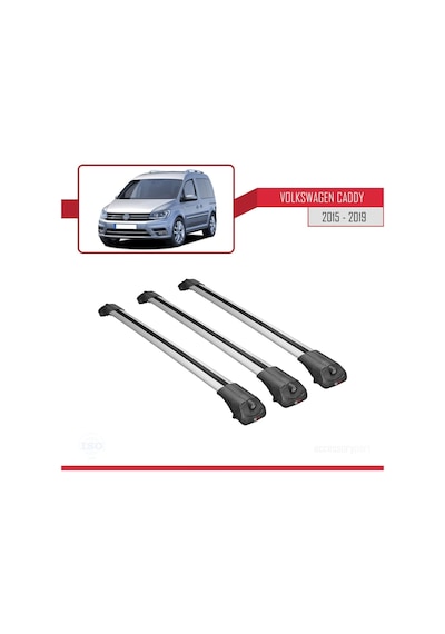 Volkswagen Caddy 2015-2019 Arası İle Uyumlu Ace-1 Ara Atkı Tavan Barı Gri 3 Adet Bar