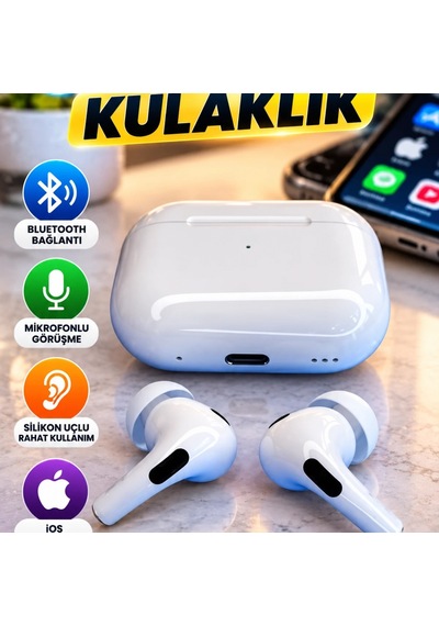 Pro Bluetooth Kablosuz Kulaklık Mikrofonlu, Silikon Uçlu, İos Uyumlu 00