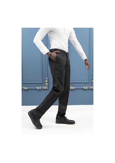 Regular Fit Pamuklu Dokulu Kışlık Gabardin Pantolon Antrasit