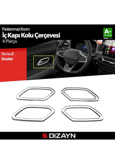 S-dizayn Renault Duster Krom İç Kapı Kolu Çerçevesi 4 Prç 2024 Üzeri A+ Kalite