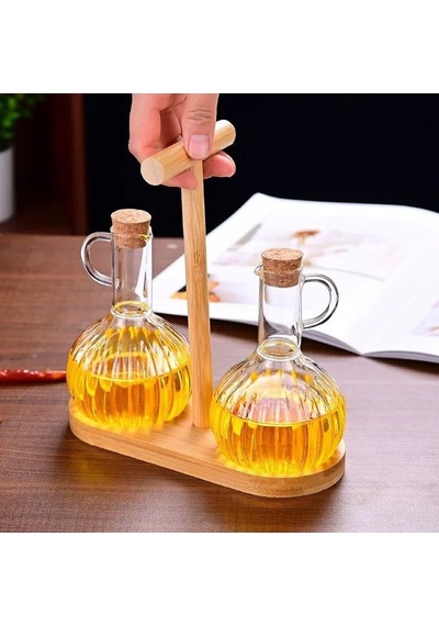 Ayrex ' Li Bambu İle Cam Yağdanlık Ve Sirkelik Seti Yemek Masası Ve Sofralarınız Için Bambu Şık Masa Üstü Yağ Diğer