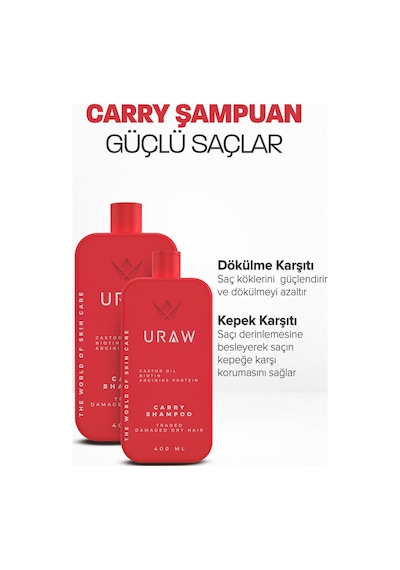 Uraw Carry Yoğun Saç Dökülmesine Karşı Bakım Şampuanı 400 ML
