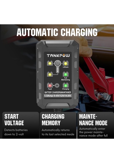 Tr 1.5-amp Akıllı Araç Akü Şarj Cihazı, 6v Ve 12v Otomotiv Akü Şarj Cihazı Pil Koruyucusu, Damlama Şarj Cihaz