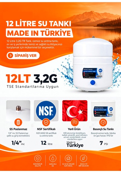 Car-fil Su Arıtma Cihazı Temiz Su Deposu Tankı 12 Litre Nsf Belgeli