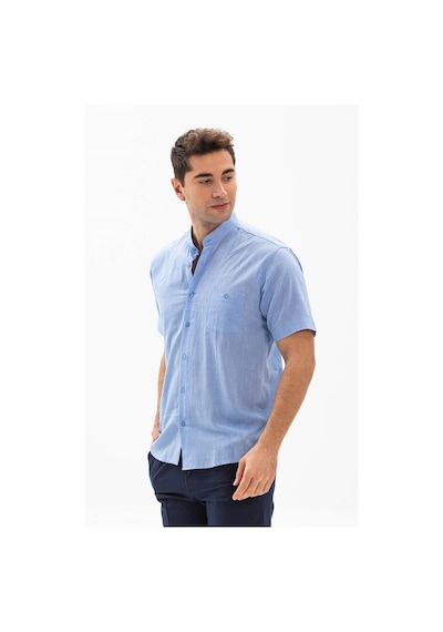 Kısa Kol Şile Bezi Hakim Yaka Tek Cepli Erkek Yazlık Gömlek Mavi 3032-mavi Mavi