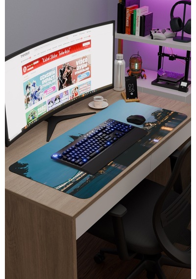 London Londra İngiltere 2 V4 90x40 Xxl Gaming Kauçuk Kaymaz Taban Mouse Pad Fare Altlığı