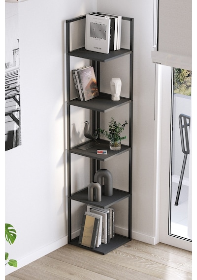 Bofigo 5 Raflı Metal Köşe Kitaplık Rafı Dekoratif Aksesuar Rafı Selanik 180 Cm Antrasit Bofigo 5 Raflı Metal Köşe Kitaplık Rafı Dekoratif Aksesuar Rafı Selanik 180 Cm Antrasit