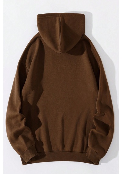Breaking Baskılı Oversize Sweatshirt Kahverengi