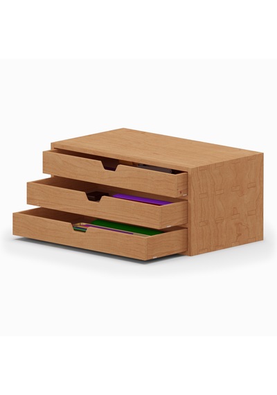 Desna Üç Katlı Üç Çekmeceli Dolap - Kiraz 34 Cm Uzunluk X 19 Cm Derinlik X 15.8 Cm Woodsaka Doğal Ahşap