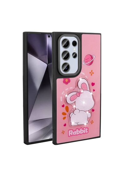 Zore Samsung Galaxy Uyumlu S24 Ultra Kılıf Parlayan Kabartmalı İkonik Figürlü Nvth Amas Silikon Kapak - Pembe