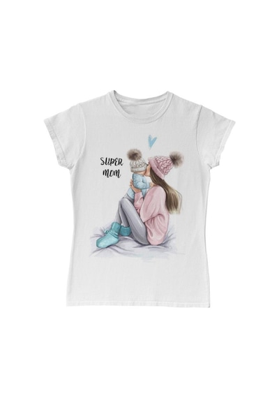 Super Mom Anneler Günü Beyaz Kadın Tshirt 001