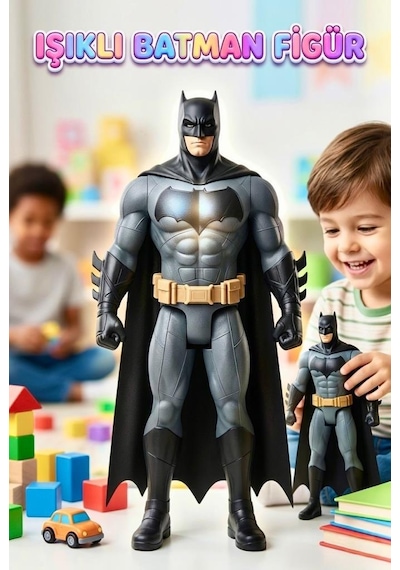 Batman Işıklı Ve Sesli Hareketli Eklemli 30 Cm - Figür İkonik Pelerinli Figür Oyuncak
