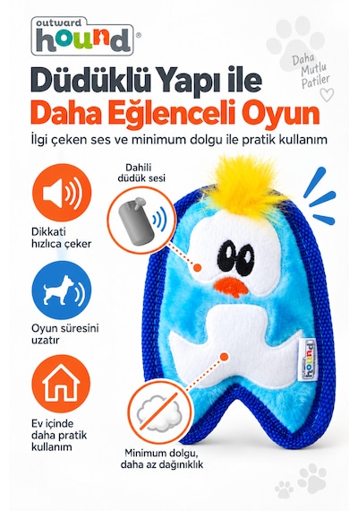 Petstages İnvincibles Penguen Düdüklü Peluş Köpek Oyuncağı Small - Yüksek Dayanımlı