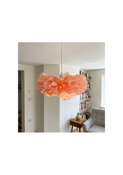 Şeftali Renk 30 Cm Midi Boy Çiçek Avize El Yapımı Dekoratif Modern Minimalist Tasarım Beyaz