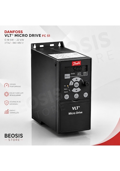 Danfoss VLT Micro Drive FC 51 – 132F0007 – 2,2 kW Monofaz 200-240 V (Panel Hariç)