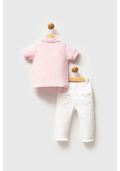 U.S. Polo Assn. U.s.polo Kız Bebek 2li Tshırt Takım - Toz Pembe Toz Pembe