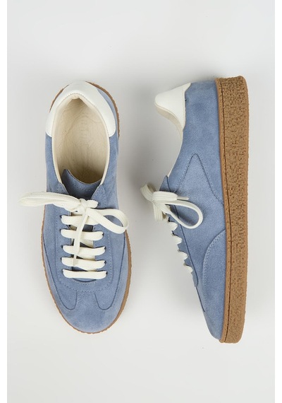 Krahe Palminteri 2 Erkek Hakiki Deri Bağcıklı Mavi-ekru Sneakers