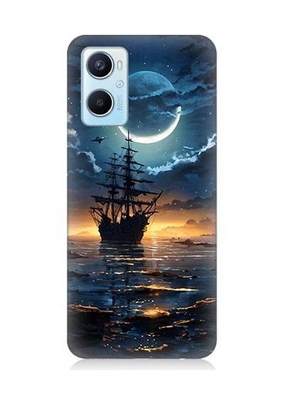 Oppo A96 Uyumlu Gece Gemi Desenli Silikon Kılıf