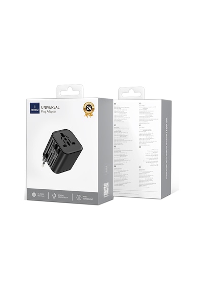Wiwu Wi-ua005 Çoklu Universal Tr/us/uk/aus/eu Uyumlu Seyahat Şarj Adaptörü 2500w Siyah