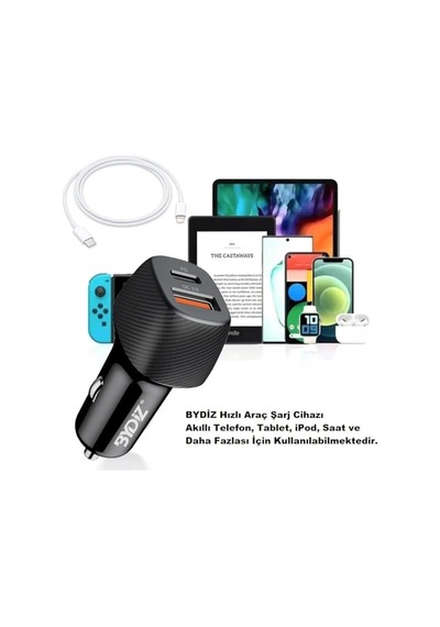 Bydiz By-38l Hızlı Araç Şarj Cihazı 38w Çakmaklık Şarj Aleti Apple İphone 14/13/12/11/pro/max
