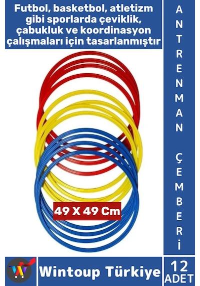 Antrenmanmalzemesi Futbol Basketbol Spor Koordinasyon Çabukluk Çantalı Antrenman Çemberi 12'li Set Çok Renkli