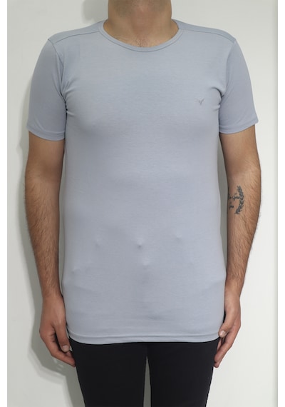 Santa Dmctekstil Erkek Düz Spor Kesim Dar Kalıp Bisiklet Yaka Basic T-shirt Antrasit