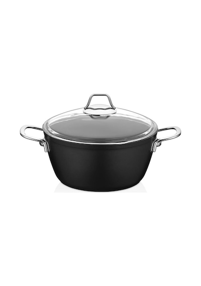 Dark Granit Derin Tencere Cam Kapaklı Yanmaz Yapışmaz Titanyum Kaplama - 24 Cm