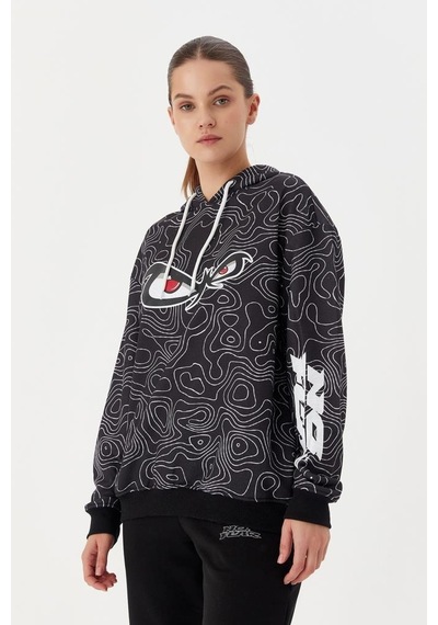 No Fear Kadın Sweatshirt Oversize Kapüşonlu Siyah 72523 001