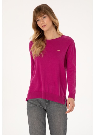 U.S. Polo Assn. Kadın Pembe Bisiklet Yaka Basic Kazak 50313579-VR252 U.S. Polo Assn. Kadın Pembe Bisiklet Yaka Basic Kazak 50313579-VR252