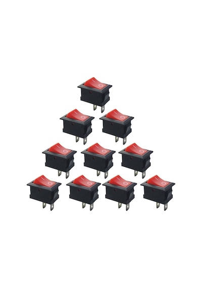 10 Adet - On-Off Anahtar Kırmızı, Kcd1-101, Mini Aç Kapa Anahtar N11.468