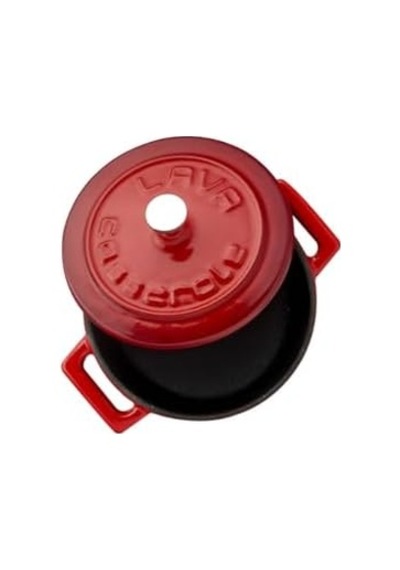 Metal Döküm Mini Tencere, Trendy, 10 Cm, 0.35 L Hacim, Kırmızı