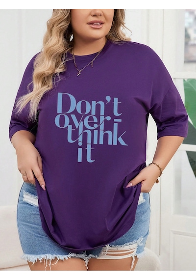 Unisex Dont Over Think Baskılı Tasarım Mor