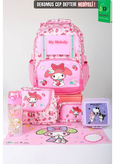 X Dekomus Lisanslı My Melody Sweet Berry Collection Okul,termoslu Beslenme Ve Kalem Çantası,beslenme Kabı,matara Açık Gri